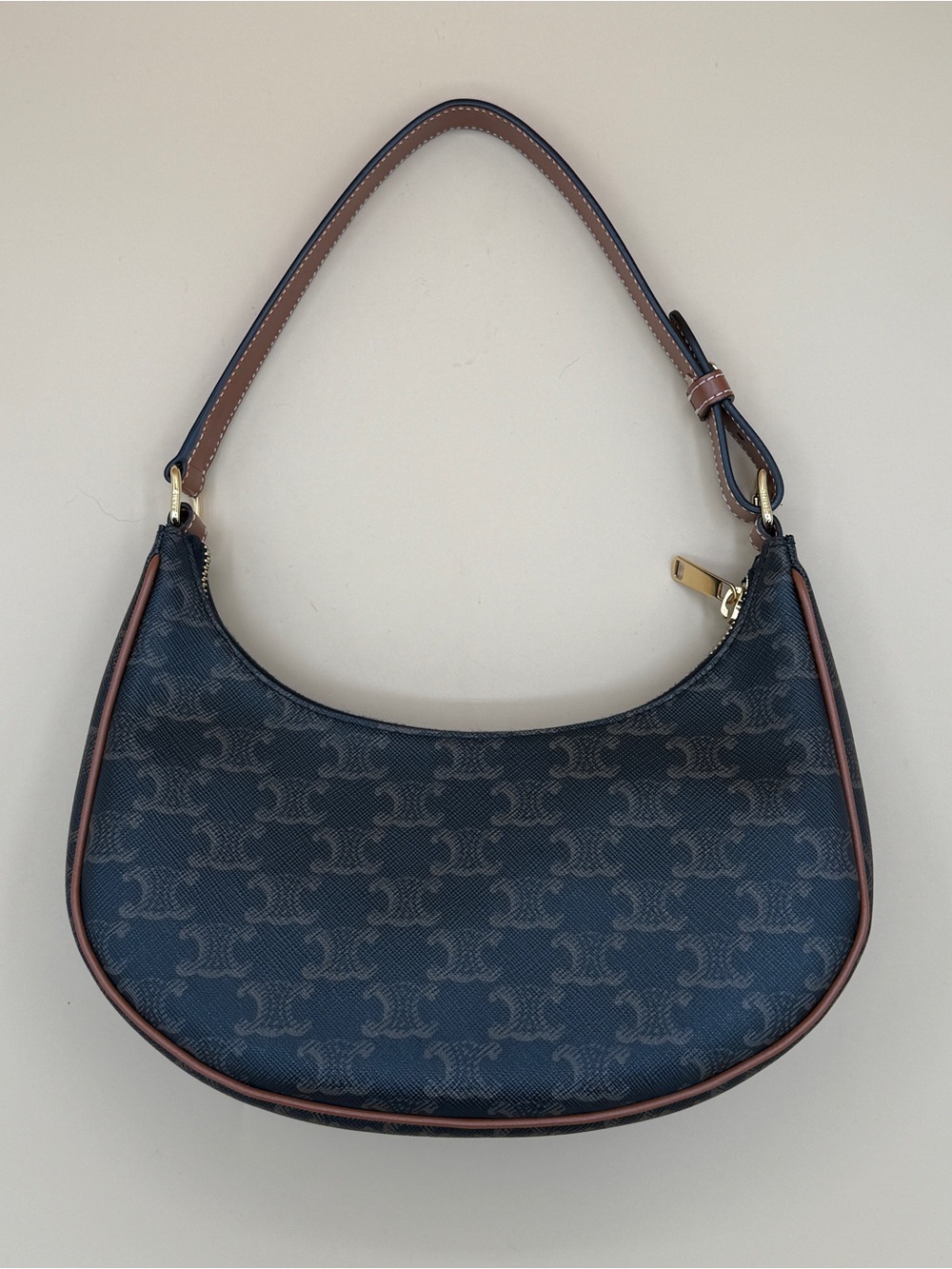 Celine Triomphe Coated Canvas Ava Crescent Shoulder Bag with Dust Bag & COA